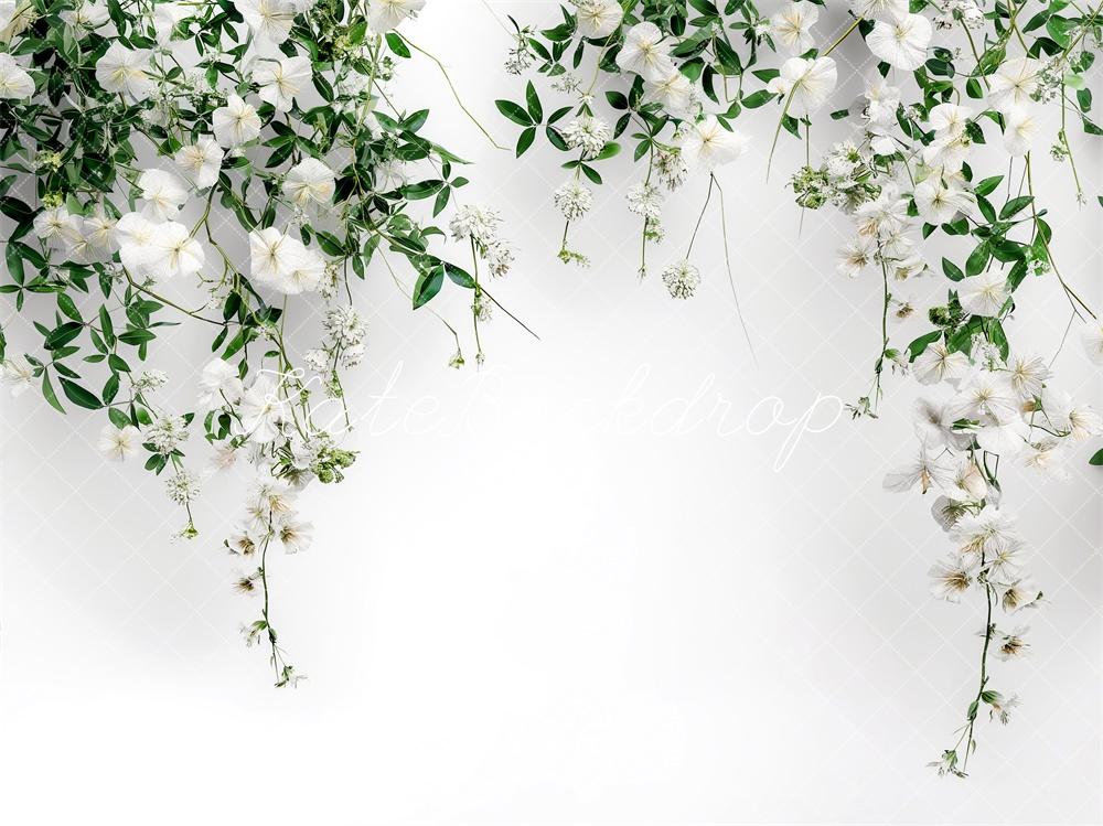 Kate Blumen Grünzeug Weiß Hintergrund entworfen von Kerry Anderson - Kate Backdrop.de