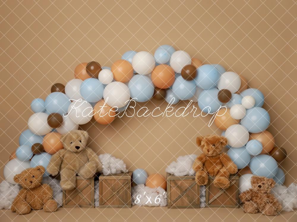 Kate Cake Smash Teddybär Ballonbogen Hintergrund von Melissa King - Kate Backdrop.de