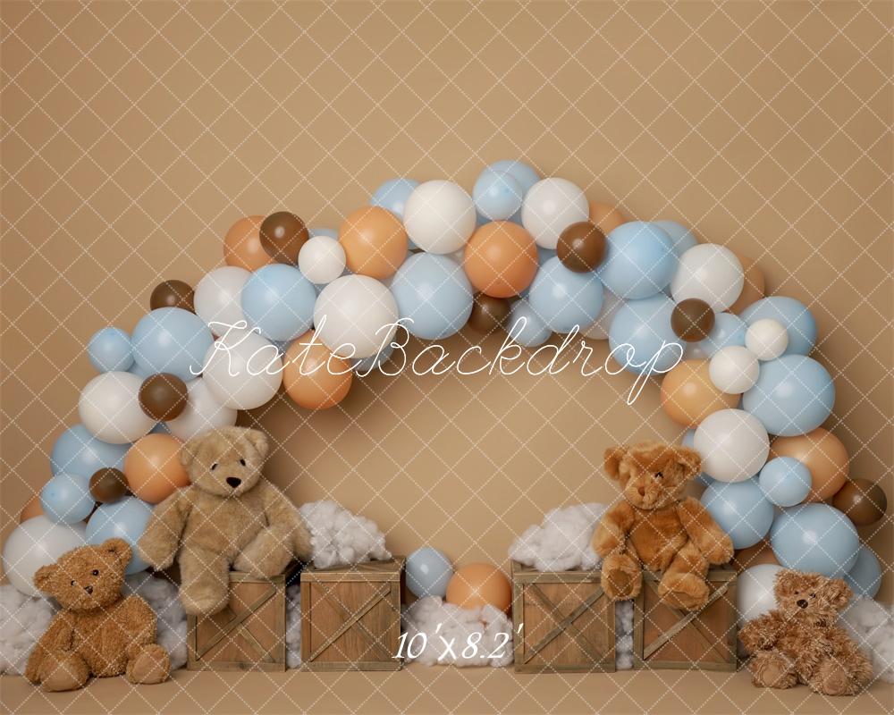 Kate Cake Smash Teddybär Ballonbogen Hintergrund von Melissa King - Kate Backdrop.de