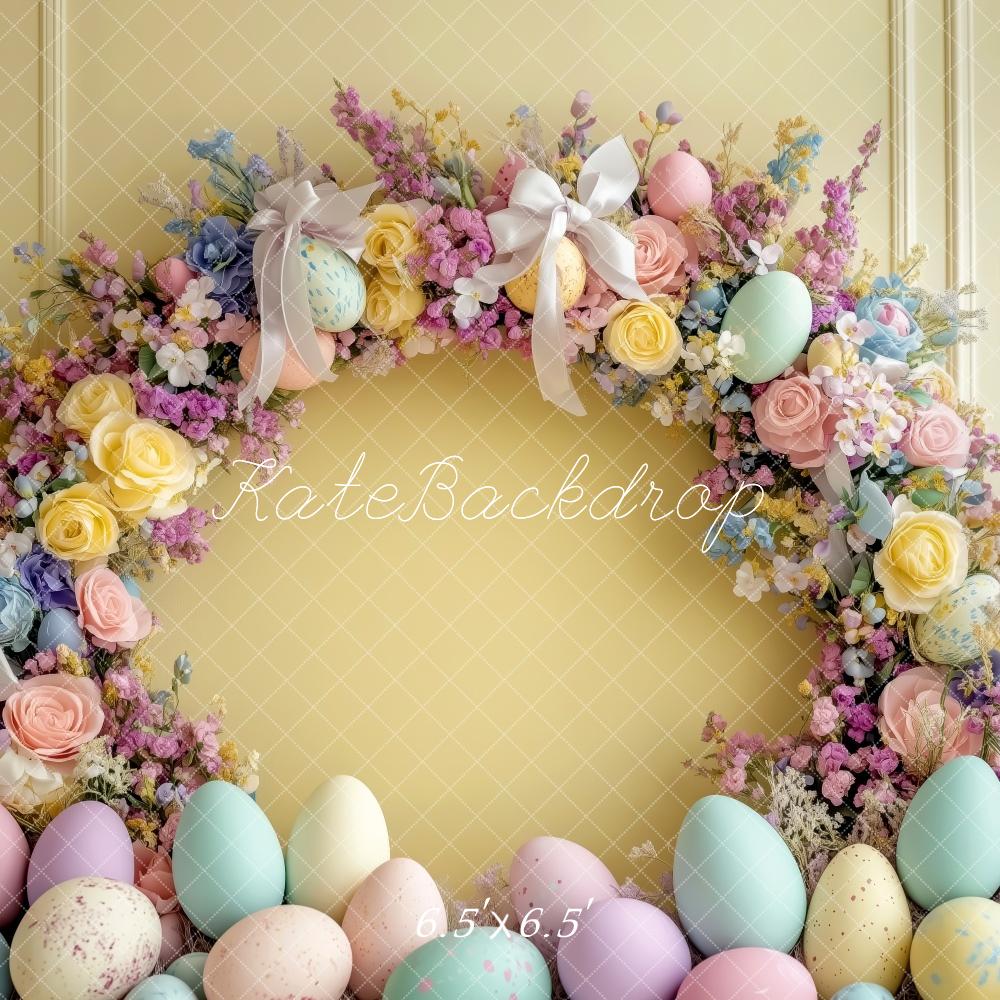 Kate Ostern Blumenei Gelb Hintergrund von Patty Roberts - Kate Backdrop.de