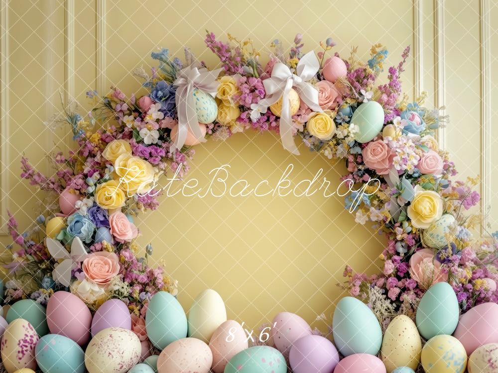 Kate Ostern Blumenei Gelb Hintergrund von Patty Roberts - Kate Backdrop.de