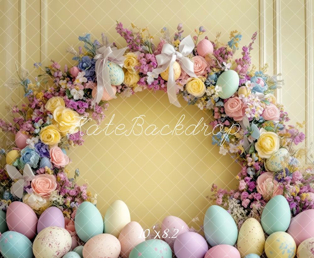 Kate Ostern Blumenei Gelb Hintergrund von Patty Roberts - Kate Backdrop.de