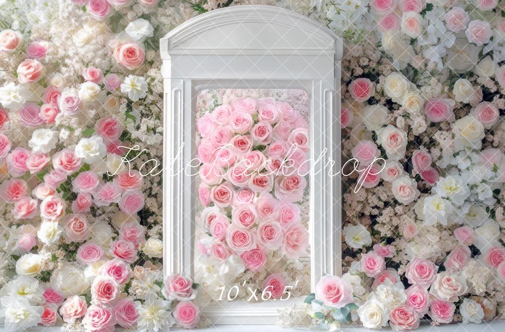 Kate Frühlingsblumenbogen Rosa Rose Hintergrund Entworfen von Mini MakeBelieve - Kate Backdrop.de