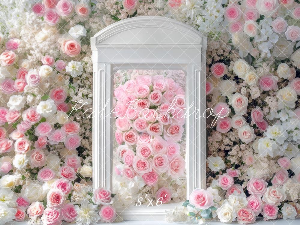 Kate Frühlingsblumenbogen Rosa Rose Hintergrund Entworfen von Mini MakeBelieve - Kate Backdrop.de