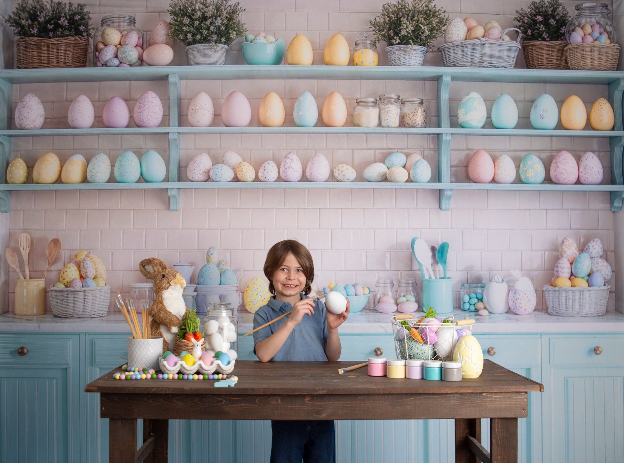 Kate Ostern Küche Ei Regal Pastell Hintergrund Entworfen von Emetselch