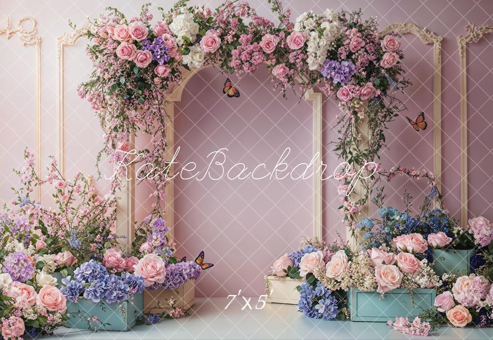 Kate Frühling Hochzeit Blumenbogen Rosa Hintergrund entworfen von Emetselch - Kate Backdrop.de