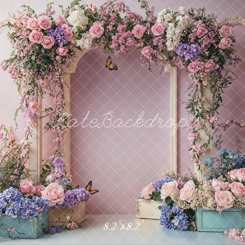 Kate Frühling Hochzeit Blumenbogen Rosa Hintergrund entworfen von Emetselch - Kate Backdrop.de