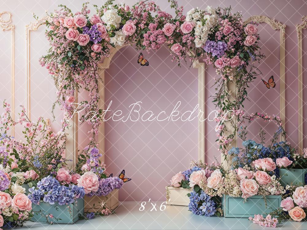 Kate Frühling Hochzeit Blumenbogen Rosa Hintergrund entworfen von Emetselch - Kate Backdrop.de