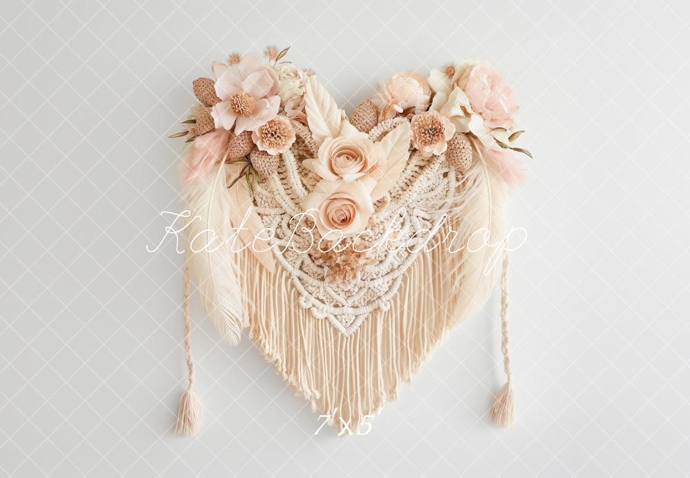 Kate Boho Makramee Blumen Dusky Rosa Hintergrund entworfen von Kerry Anderson - Kate Backdrop.de