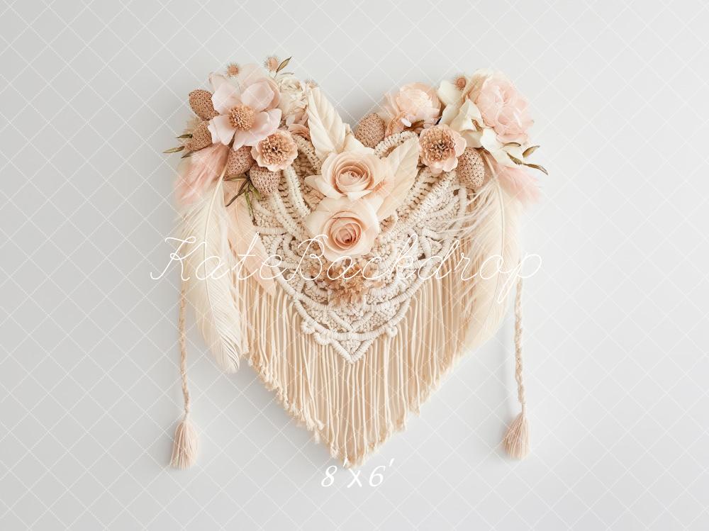 Kate Boho Makramee Blumen Dusky Rosa Hintergrund entworfen von Kerry Anderson - Kate Backdrop.de