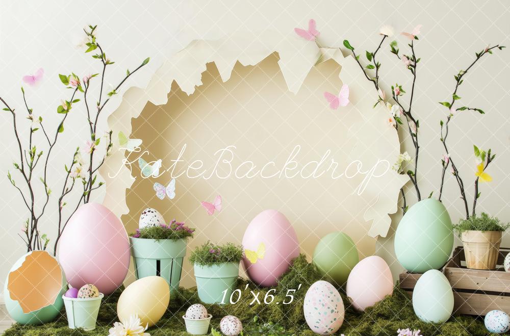 Kate Oster-Eier Schmetterling Blumen Hintergrund von Patty Roberts - Kate Backdrop.de