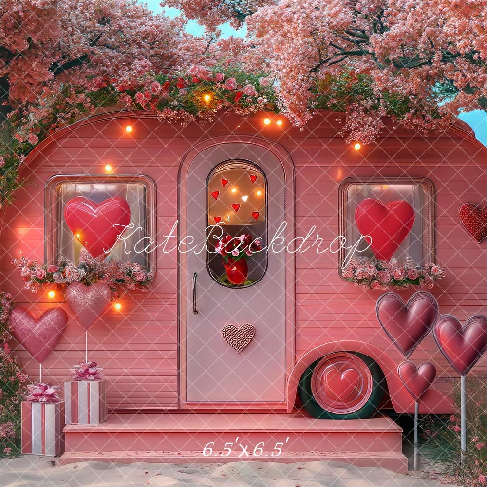 Kate Valentinstag Herzen Rosa Wohnwagen hintergrund Entworfen von Mini MakeBelieve - Kate Backdrop.de