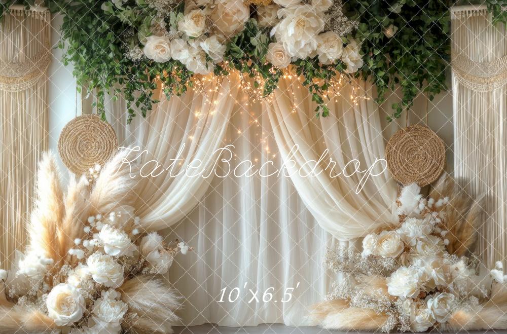 🔥50%OFF-Kate Boho Blumen Hochzeit Vorhänge Lichter hintergrund - Kate Backdrop.de