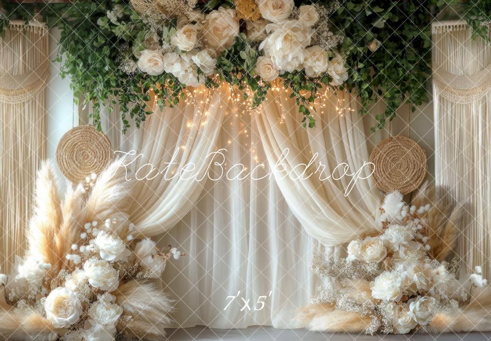 🔥50%OFF-Kate Boho Blumen Hochzeit Vorhänge Lichter hintergrund - Kate Backdrop.de