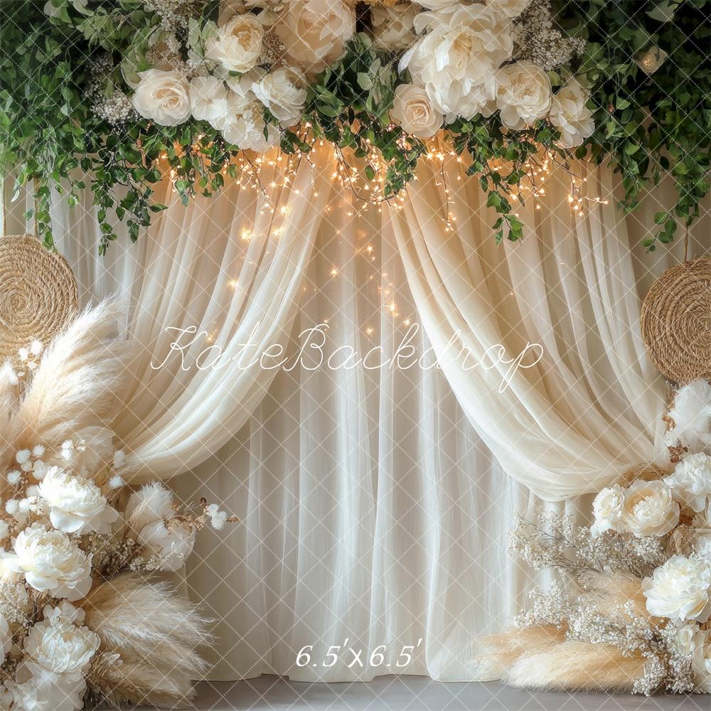 🔥50%OFF-Kate Boho Blumen Hochzeit Vorhänge Lichter hintergrund - Kate Backdrop.de