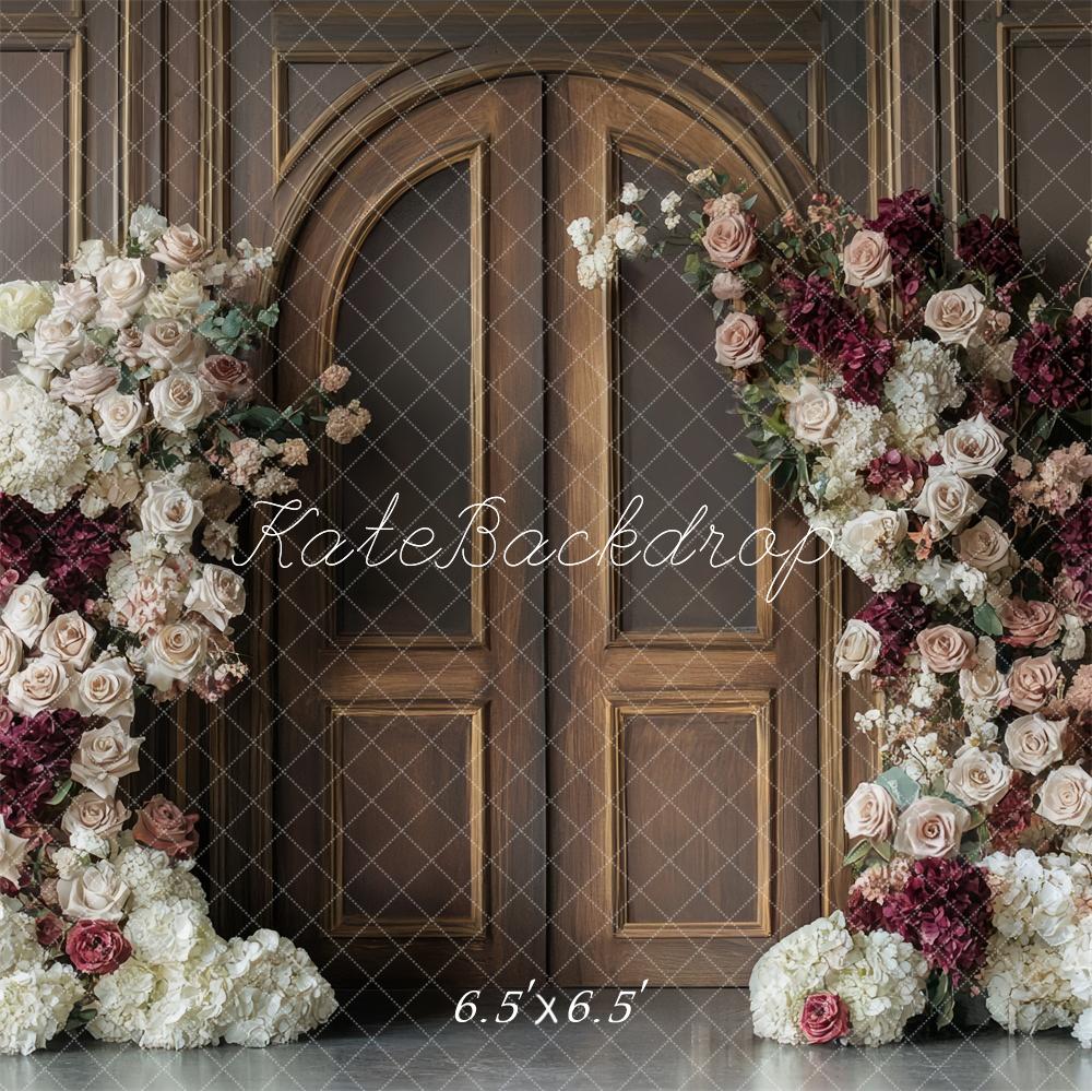 Kate Blumenbogen Vintage Holz Tür Hintergrund Entworfen von Mini MakeBelieve
