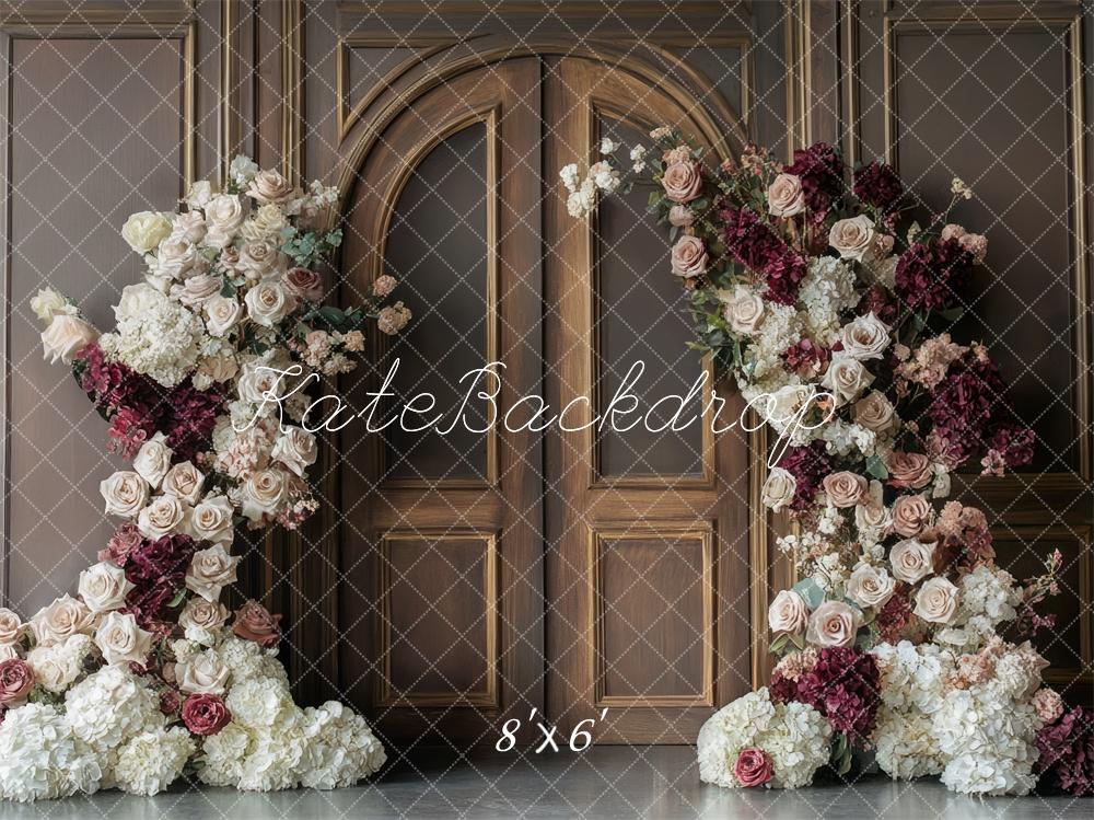 Kate Blumenbogen Vintage Holz Tür Hintergrund Entworfen von Mini MakeBelieve