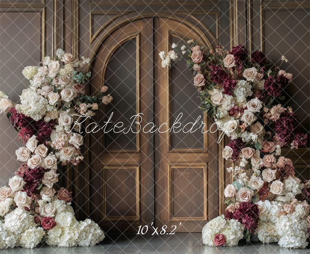 Kate Blumenbogen Vintage Holz Tür Hintergrund Entworfen von Mini MakeBelieve
