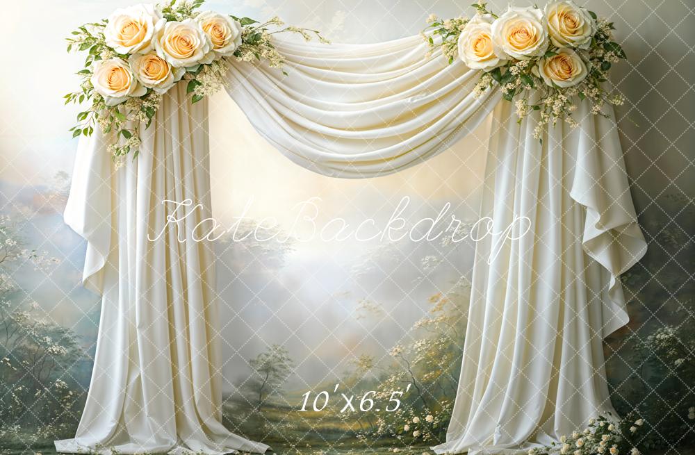 🔥50%OFF-Kate Hochzeit Blumen drapiert Stoff Bogen Hintergrund entworfen von Emetselch - Kate Backdrop.de