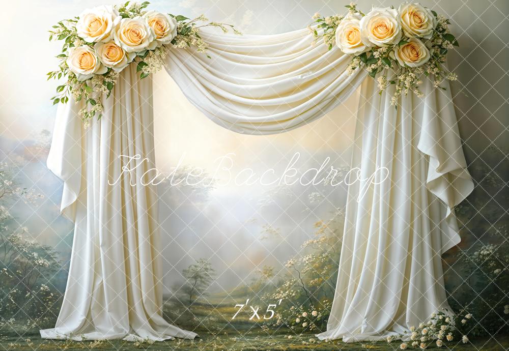 🔥50%OFF-Kate Hochzeit Blumen drapiert Stoff Bogen Hintergrund entworfen von Emetselch - Kate Backdrop.de