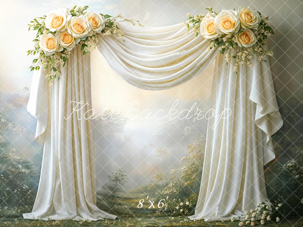 🔥50%OFF-Kate Hochzeit Blumen drapiert Stoff Bogen Hintergrund entworfen von Emetselch - Kate Backdrop.de