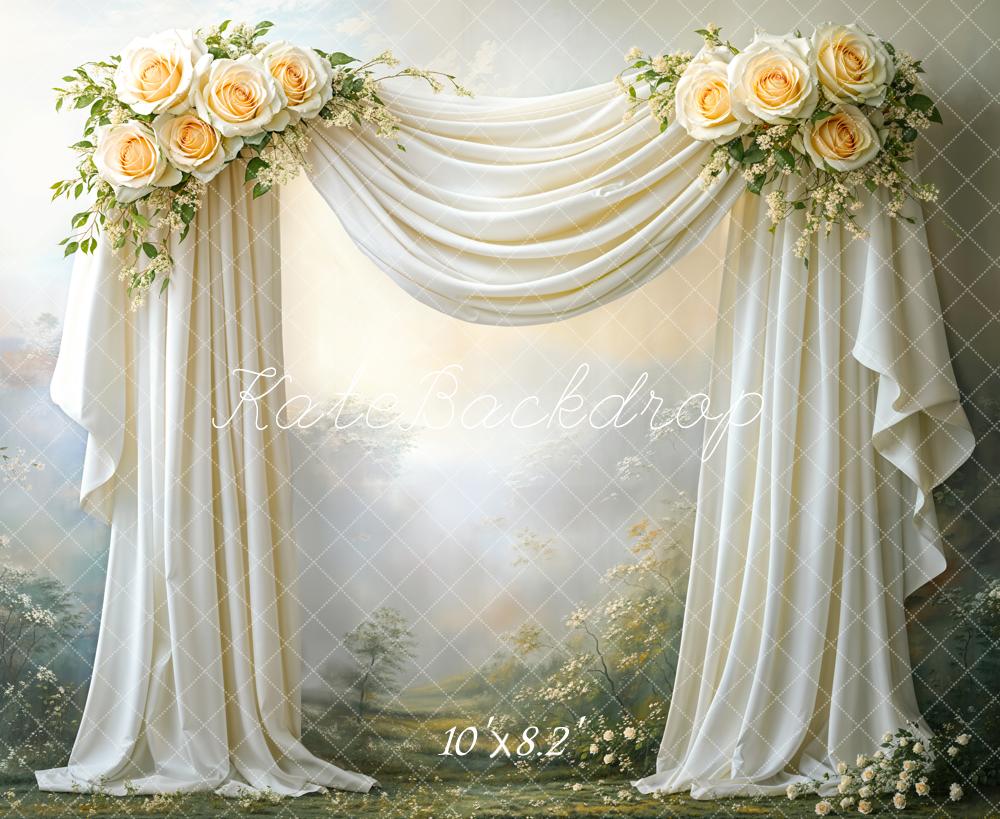 🔥50%OFF-Kate Hochzeit Blumen drapiert Stoff Bogen Hintergrund entworfen von Emetselch - Kate Backdrop.de