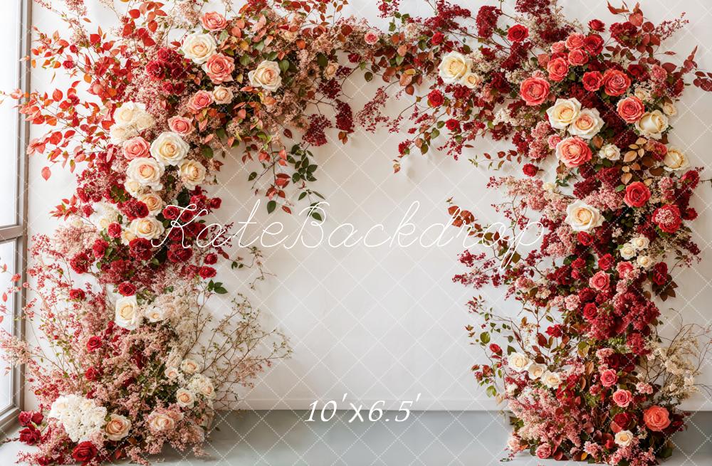 Kate Muttertag Blumenbogen Rote Rosen Hintergrund entworfen von Emetselch - Kate Backdrop.de
