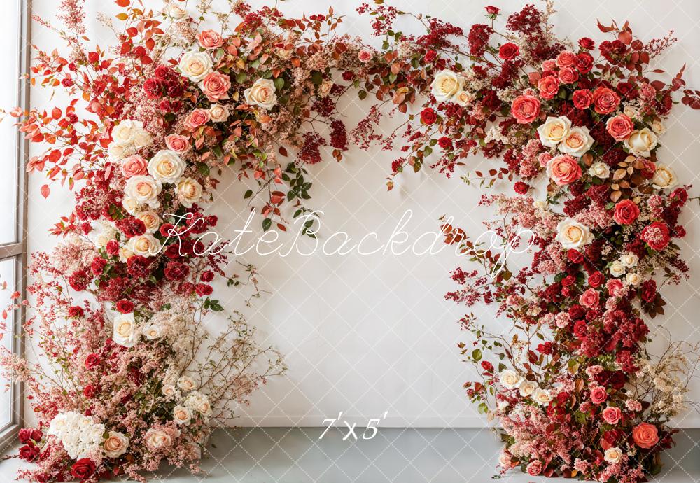 Kate Muttertag Blumenbogen Rote Rosen Hintergrund entworfen von Emetselch - Kate Backdrop.de