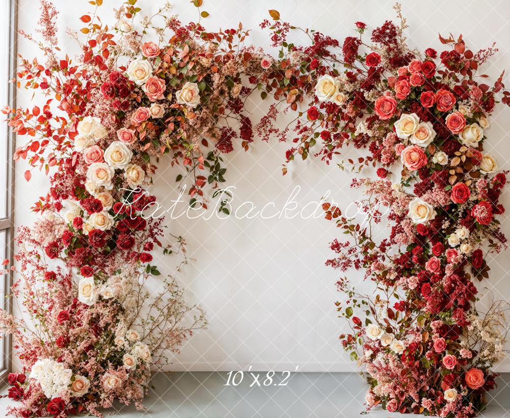 Kate Muttertag Blumenbogen Rote Rosen Hintergrund entworfen von Emetselch - Kate Backdrop.de