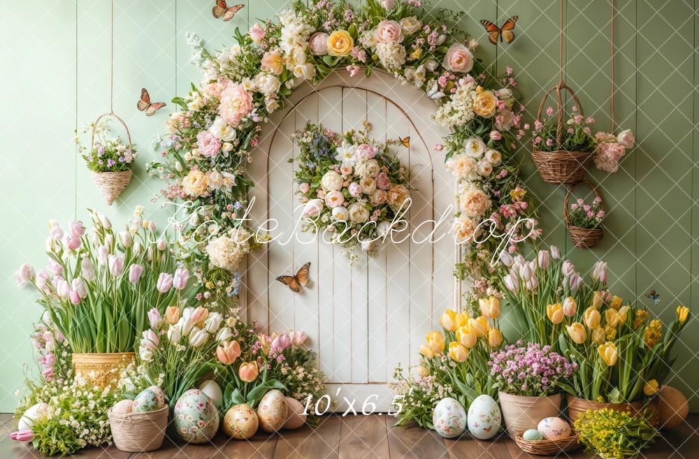 Kate Frühling Ostern Blume Bogen Schmetterling Hintergrund entworfen von Emetselch - Kate Backdrop.de
