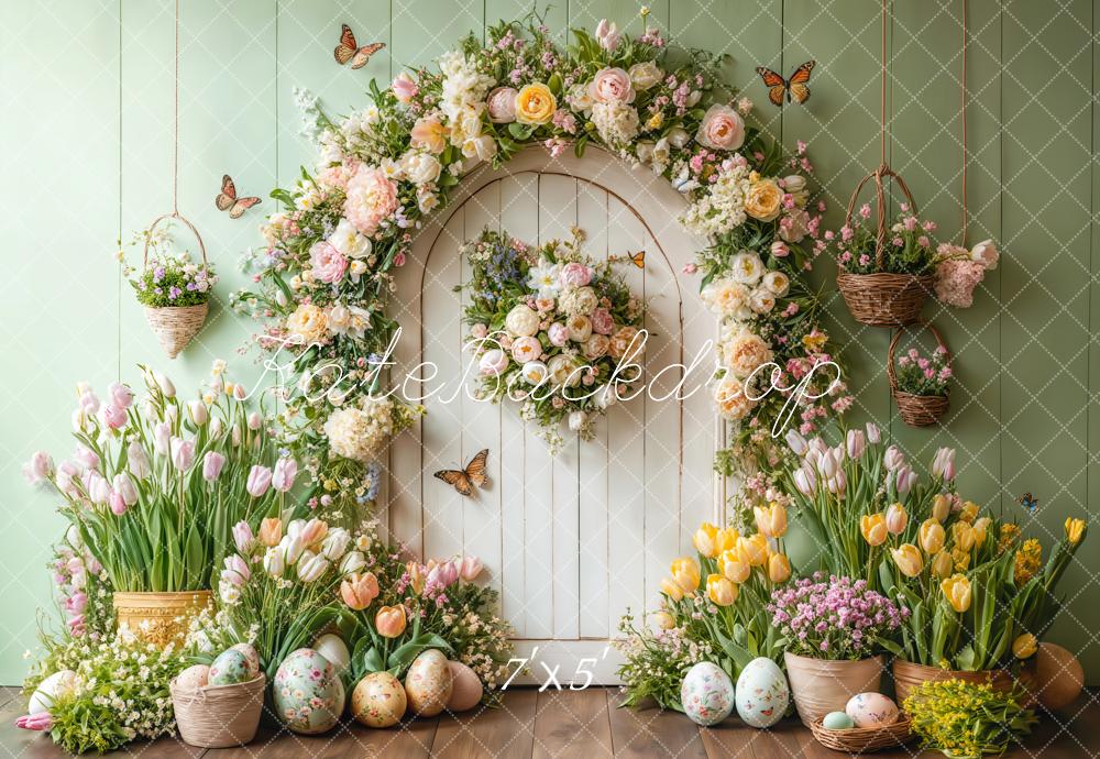 Kate Frühling Ostern Blume Bogen Schmetterling Hintergrund entworfen von Emetselch - Kate Backdrop.de