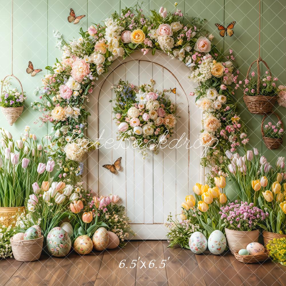 Kate Frühling Ostern Blume Bogen Schmetterling Hintergrund entworfen von Emetselch - Kate Backdrop.de