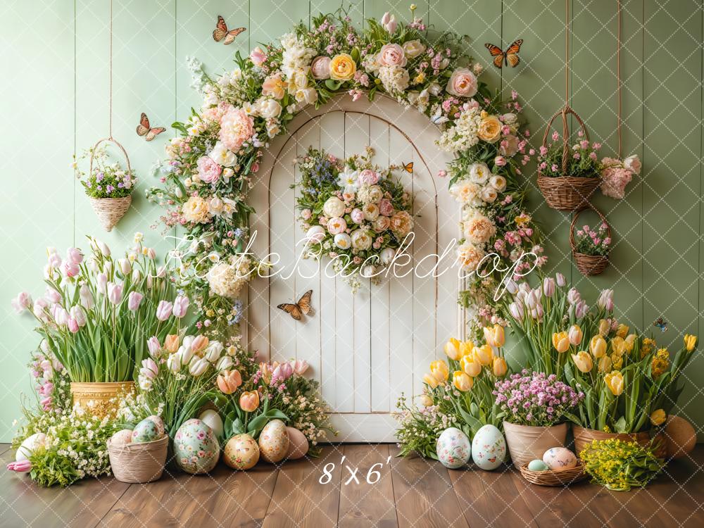 Kate Frühling Ostern Blume Bogen Schmetterling Hintergrund entworfen von Emetselch - Kate Backdrop.de