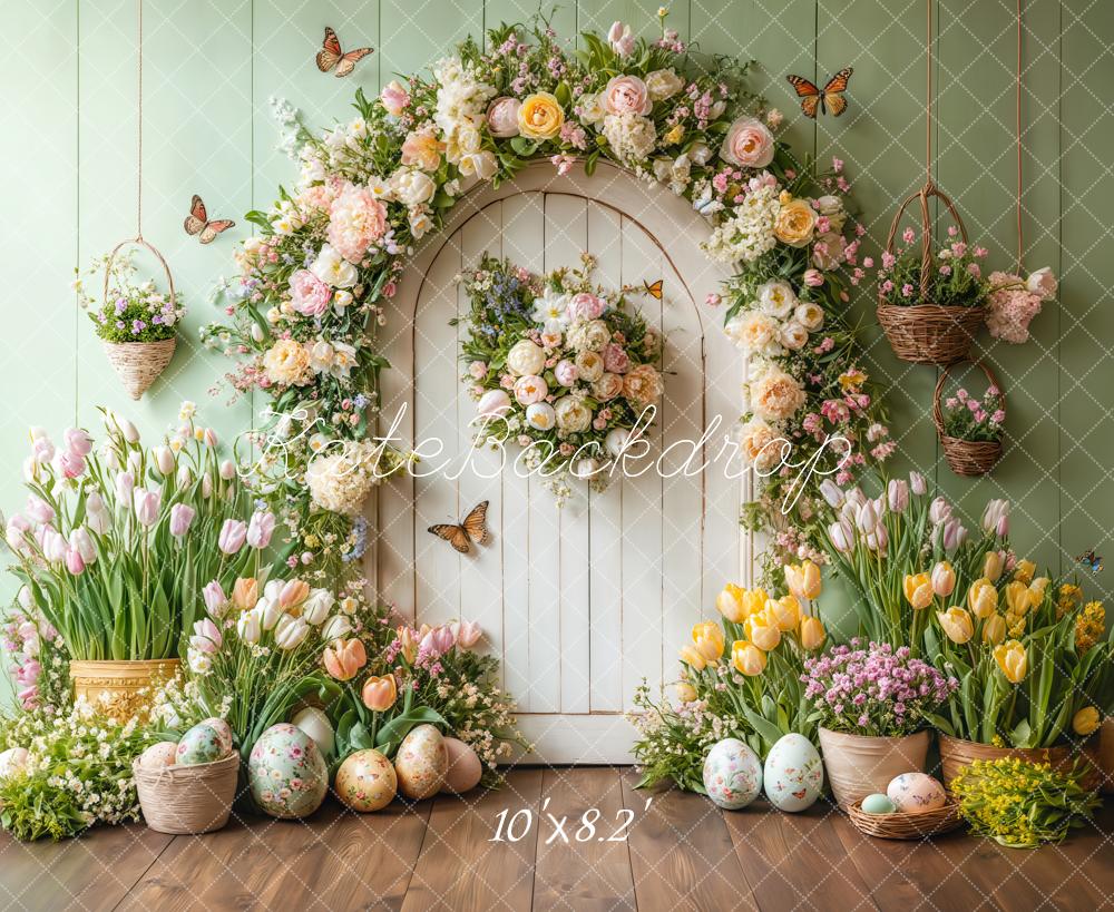 Kate Frühling Ostern Blume Bogen Schmetterling Hintergrund entworfen von Emetselch - Kate Backdrop.de