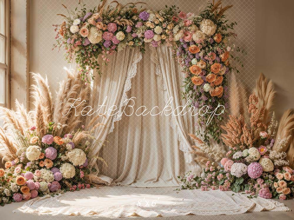 🔥50%OFF-Kate Boho Blumenbogen Drapierte Hochzeit Hintergrund entworfen von Emetselch - Kate Backdrop.de