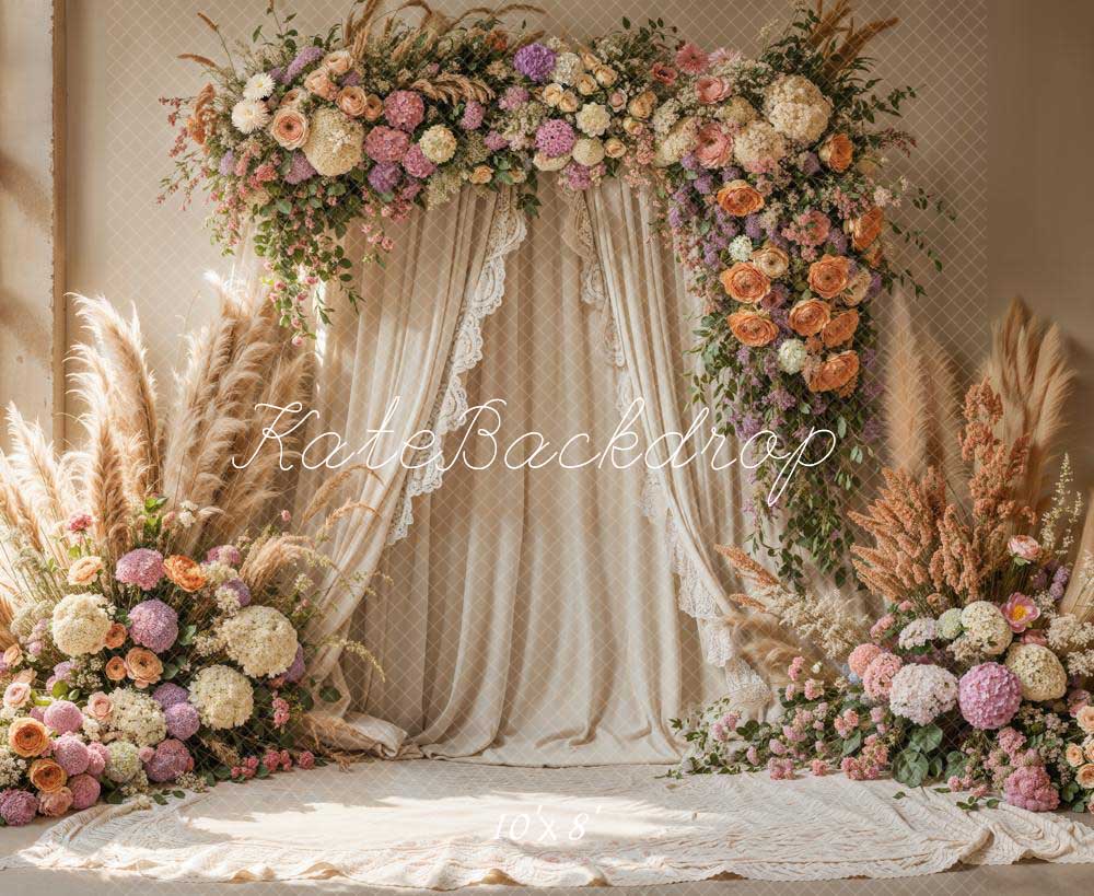 🔥50%OFF-Kate Boho Blumenbogen Drapierte Hochzeit Hintergrund entworfen von Emetselch - Kate Backdrop.de