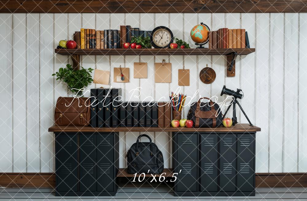Kate Zurück zu Schule Schwarz Schränke Bücherregal Hintergrund entworfen von Emetselch - Kate Backdrop.de