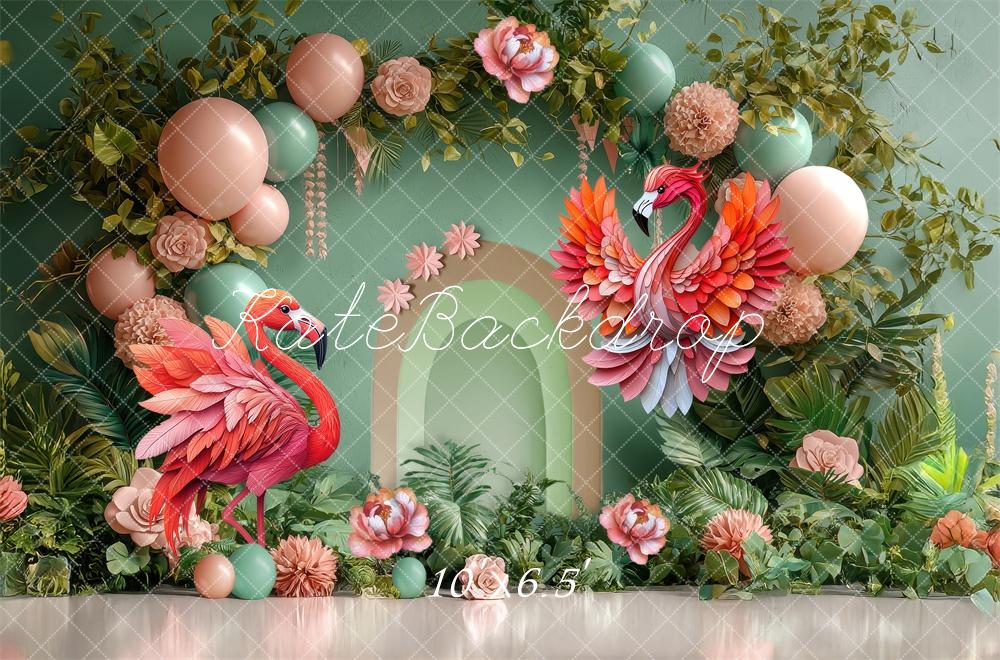 Kate Partei Flamingo Luftballon Blume Bogen Hintergrund Von Laura Bybee - Kate Backdrop.de