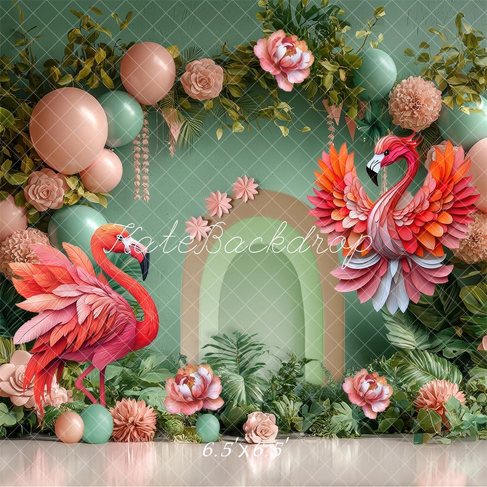 Kate Partei Flamingo Luftballon Blume Bogen Hintergrund Von Laura Bybee - Kate Backdrop.de