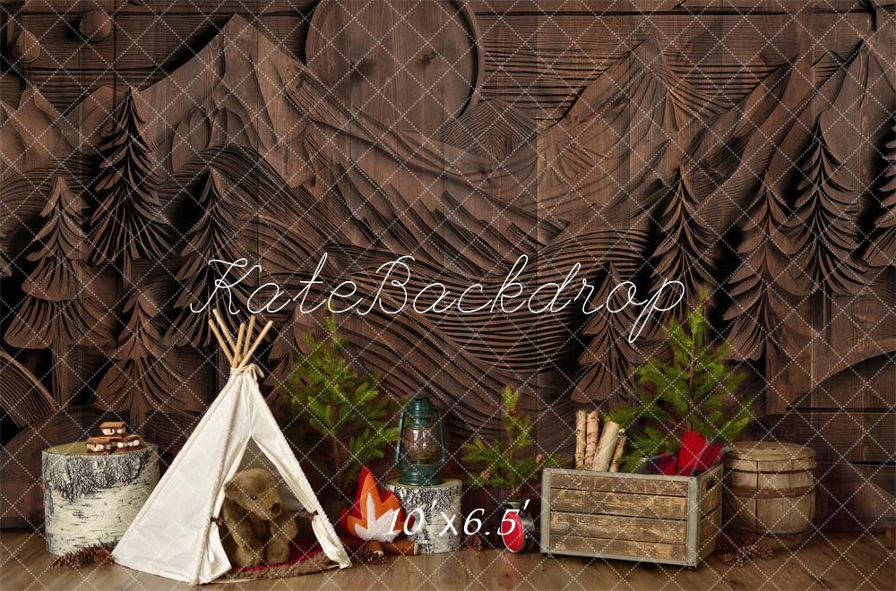Kate Campingplatz Wald-Tipi Geschnitzte Wand Hintergrund von Mandy Ringe Fotografie - Kate Backdrop.de