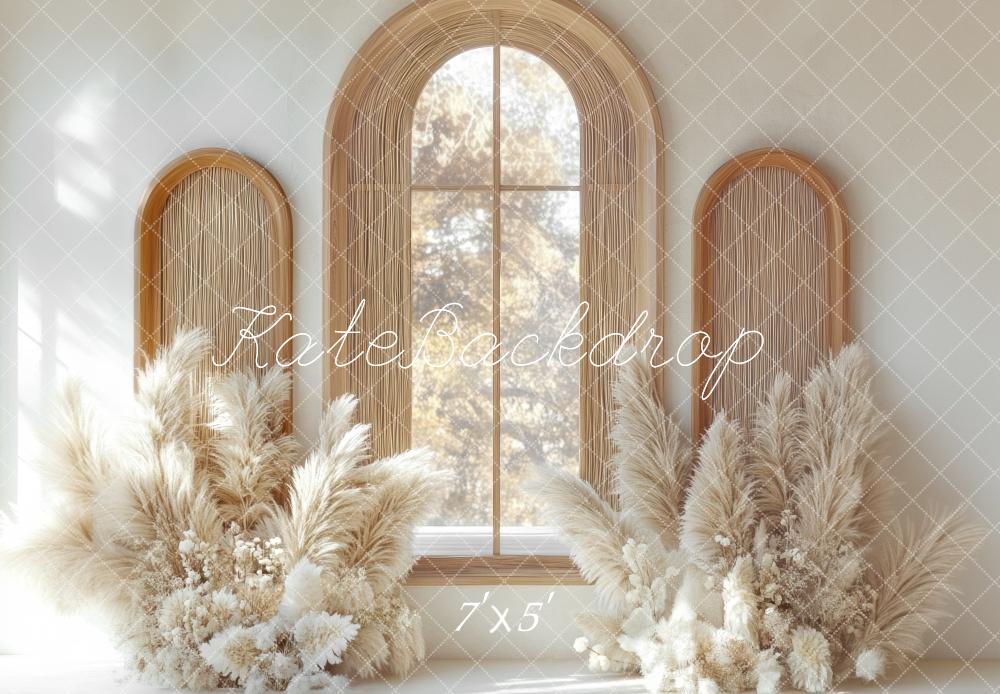 Kate Boho-Bogenfenster Pampas hintergrund Entworfen von Mini MakeBelieve