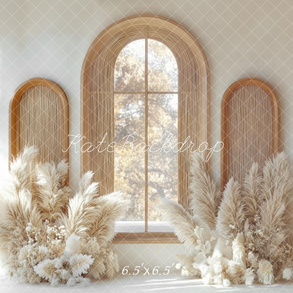 Kate Boho-Bogenfenster Pampas hintergrund Entworfen von Mini MakeBelieve