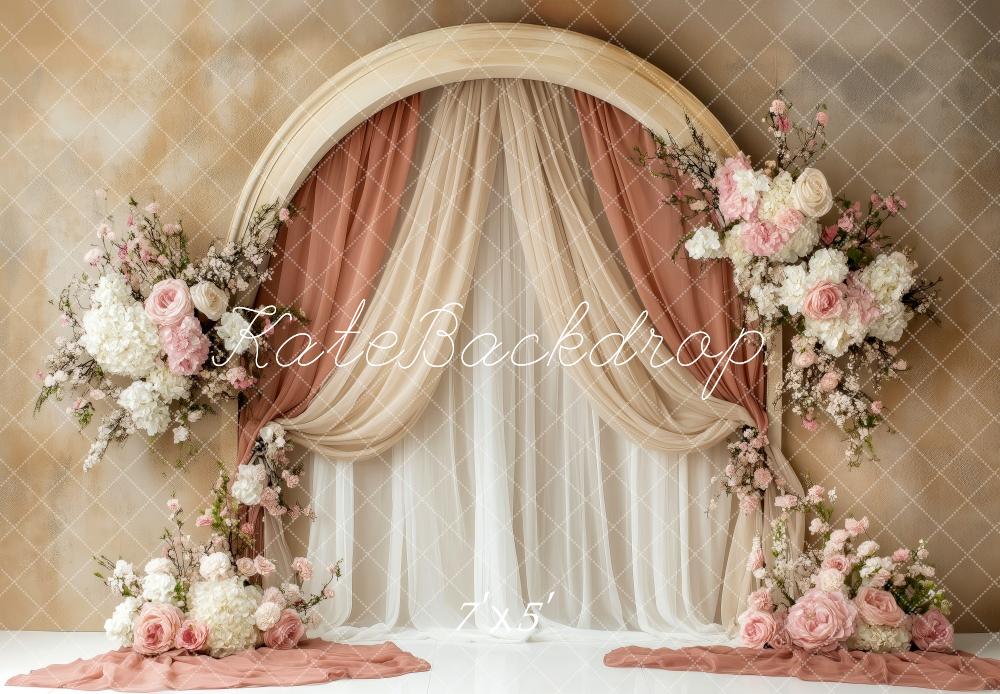 Kate Elegante Vorhänge mit Blumenbogen Hintergrund von Patty Roberts - Kate Backdrop.de