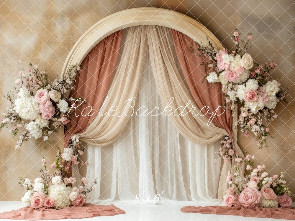 Kate Elegante Vorhänge mit Blumenbogen Hintergrund von Patty Roberts - Kate Backdrop.de