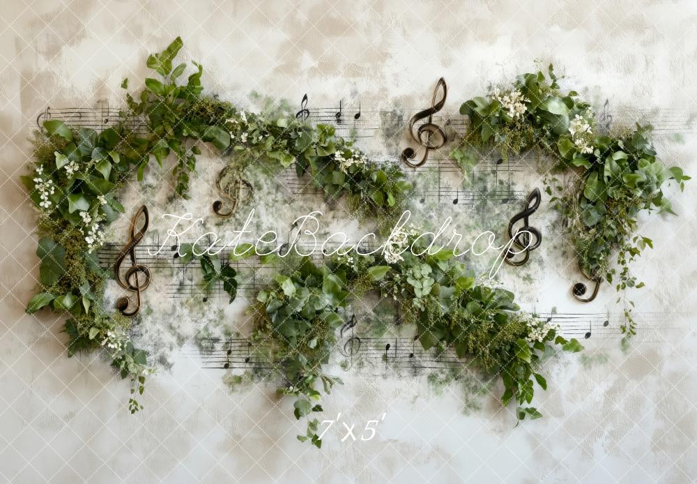 Kate Frühling Musiknoten Greenery Wand Hintergrund von Patty Roberts - Kate Backdrop.de