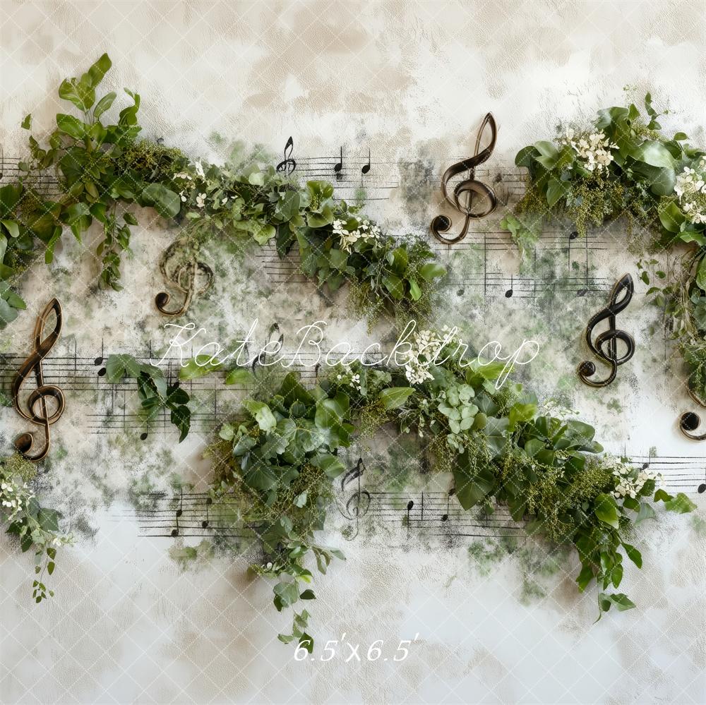 Kate Frühling Musiknoten Greenery Wand Hintergrund von Patty Roberts - Kate Backdrop.de