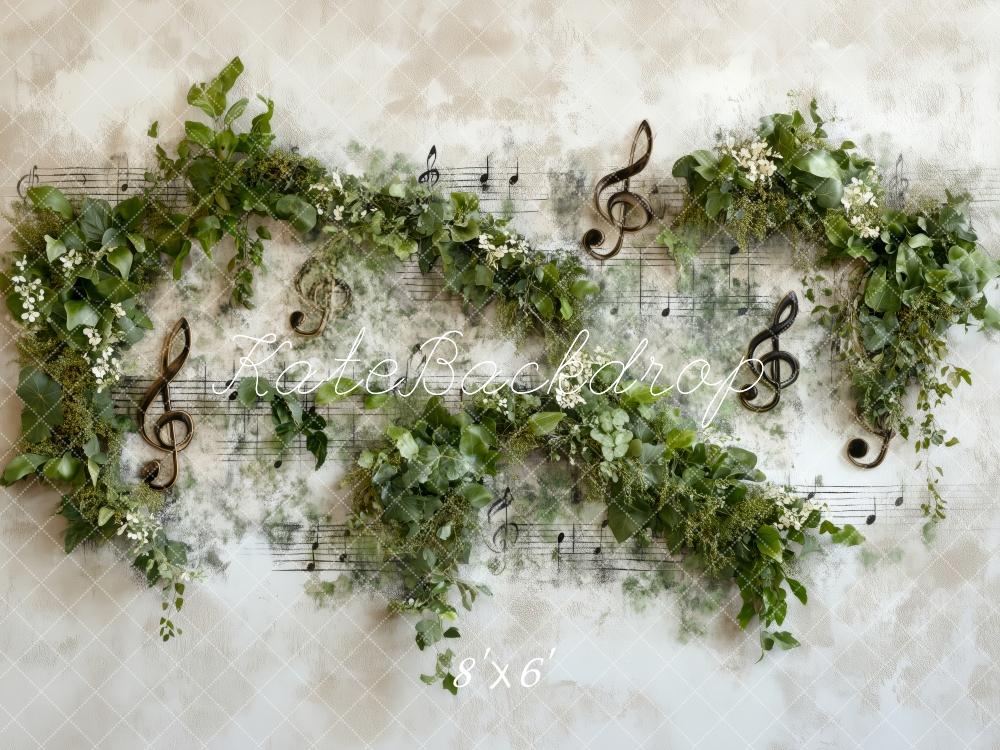 Kate Frühling Musiknoten Greenery Wand Hintergrund von Patty Roberts - Kate Backdrop.de
