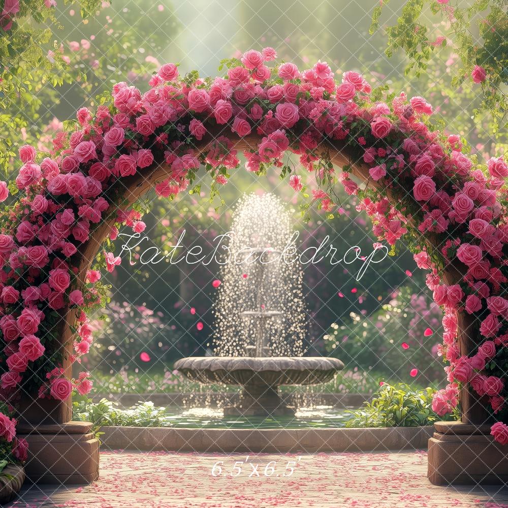 Kate Frühling Blume Bogen Garten Brunnen Hintergrund von Patty Roberts - Kate Backdrop.de