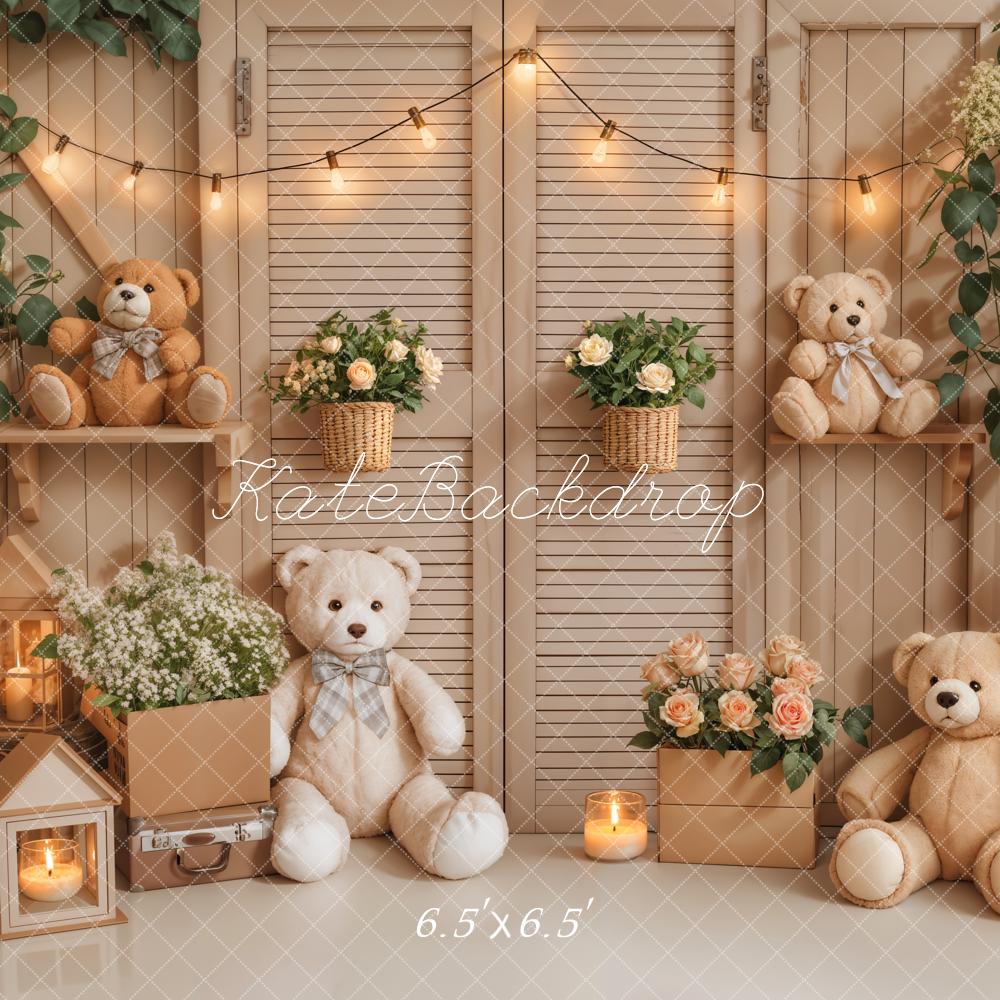 ⚡Blitzangebote #1-Kate Geburtstag Zimmer Teddybär Blumen Laterne Hintergrund - Kate Backdrop.de