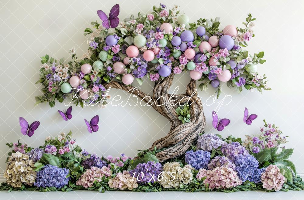 Kate Frühling Blumen Verzauberter Baum Schmetterlinge Hintergrund von Patty Roberts - Kate Backdrop.de